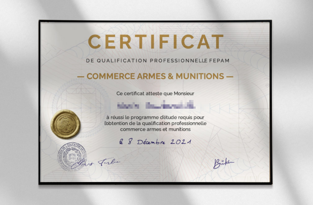 Certificat de qualification professionnelle commerce armes et munitions