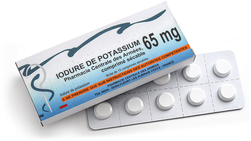Boîte iodure de potassium 65mg de la pharmacie des armées