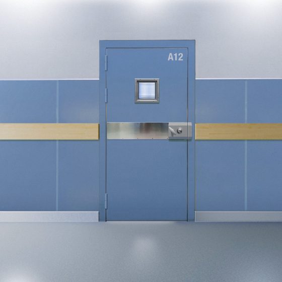 Porte blindée pour hôpital psychiatrique et centre de détention ou désintoxication